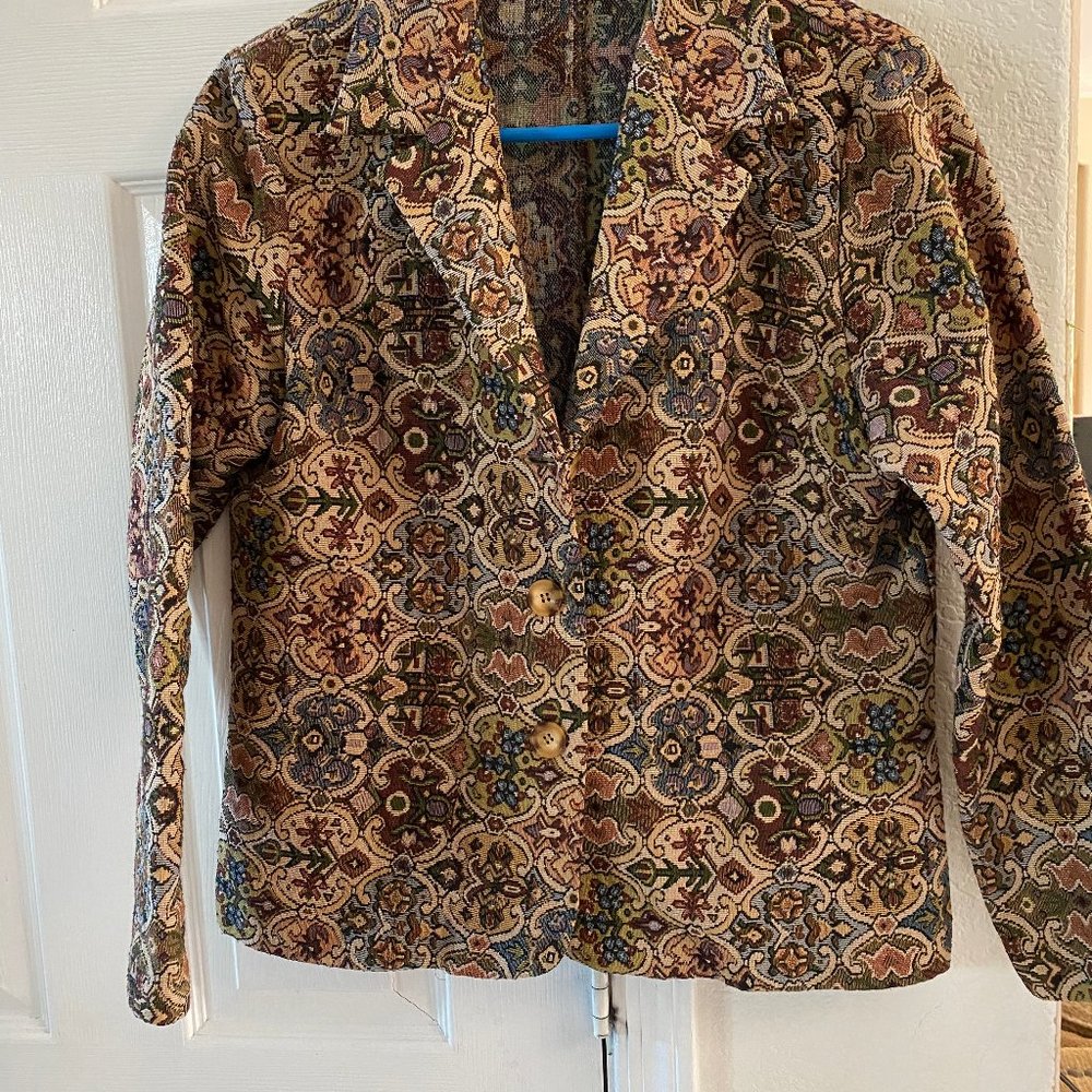 Tiramisu brand- Petite L unlined TAPESTRY woven JACKET